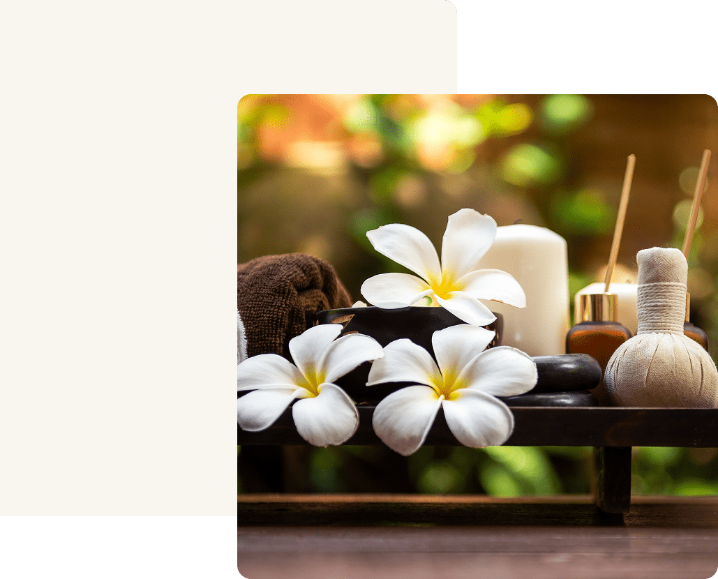 Relaxing spa setting with candles